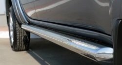 77 999 р. Защита порогов из круглой трубы диаметром 76 мм Russtal Mitsubishi L200 5 KK,KL дорестайлинг (2015-2019) (Защита порогов с со скосами на торцах (вариант 1))  с доставкой в г. Майкоп. Увеличить фотографию 3