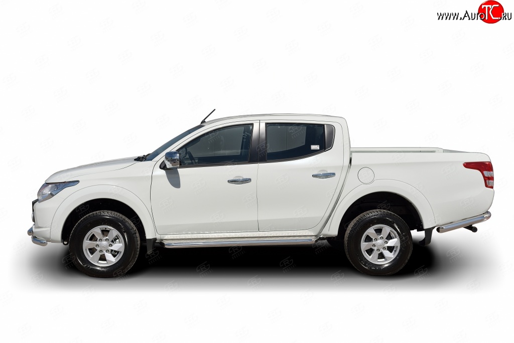 85 999 р. Широкая защита порогов (рестайлинг) Russtal Mitsubishi L200 5 KK,KL дорестайлинг (2015-2019) (Защита порогов с со скосами на торцах (вариант 1))  с доставкой в г. Майкоп