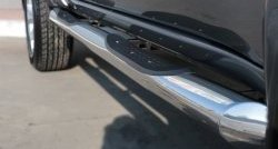 83 999 р. Защита порогов с пластиковыми вставками для ног из круглой трубы диаметром 76 мм Russtal Mitsubishi L200 5 KK,KL дорестайлинг (2015-2019) (Защита порогов с со скосами на торцах (вариант 1))  с доставкой в г. Майкоп. Увеличить фотографию 3