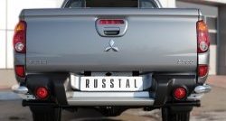15 699 р. Защита заднего бампера (Ø63 мм уголки, нержавейка) SLITKOFF  Mitsubishi L200  5 KK,KL (2015-2019) дорестайлинг  с доставкой в г. Майкоп. Увеличить фотографию 2