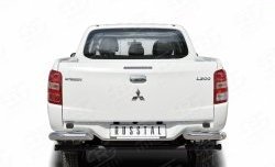 Защита заднего бампера (Ø76 мм уголки, нержавейка) SLITKOFF Mitsubishi L200  5 KK,KL (2018-2022) рестайлинг