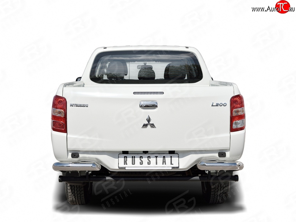 14 849 р. Защита заднего бампера (Ø76 мм уголки, нержавейка) SLITKOFF Mitsubishi L200 5 KK,KL рестайлинг (2018-2022)  с доставкой в г. Майкоп
