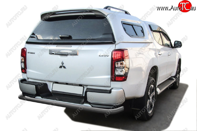 9 999 р. Защита заднего бампера Slitkoff (Ø 57 мм, с бампером)  Mitsubishi L200  5 KK,KL (2018-2022) рестайлинг (Сталь с полимерным покрытием. Цвет: серебристый)  с доставкой в г. Майкоп