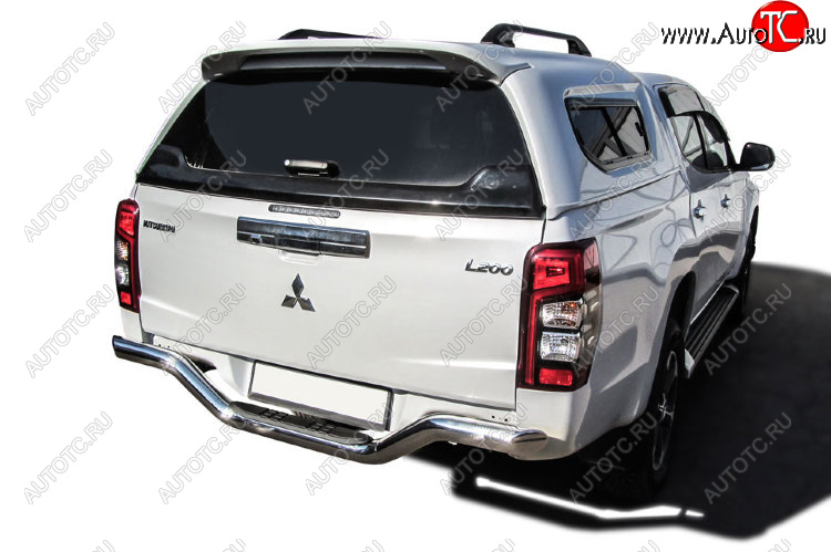 18 349 р. Защита заднего бампера Slitkoff (Ø 76 мм, с проступью, без бампера)  Mitsubishi L200  5 KK,KL (2015-2022) дорестайлинг, рестайлинг (Нержавеющая сталь)  с доставкой в г. Майкоп