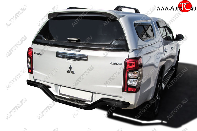 12 849 р. Защита заднего бампера Slitkoff (Ø 76 мм, с проступью, без бампера) Mitsubishi L200 5 KK,KL рестайлинг (2018-2022) (Сталь с полимерным покрытием. Цвет: черный)  с доставкой в г. Майкоп