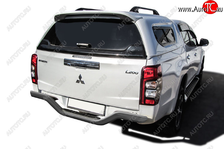 12 849 р. Защита заднего бампера Slitkoff (Ø 76 мм, с проступью, без бампера)  Mitsubishi L200  5 KK,KL (2015-2022) дорестайлинг, рестайлинг (Сталь с полимерным покрытием. Цвет: серебристый)  с доставкой в г. Майкоп