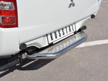 19 799 р. Защита заднего бампера (труба d63 с листом) SLITKOFF Mitsubishi L200 5 KK,KL дорестайлинг (2015-2019) (Лист алюминий/профиль сталь)  с доставкой в г. Майкоп. Увеличить фотографию 3