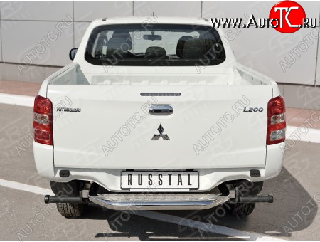 22 849 р. Защита заднего бампера (труба d63 с листом) SLITKOFF  Mitsubishi L200  5 KK,KL (2015-2019) дорестайлинг (Лист алюминий/профиль нержавейка)  с доставкой в г. Майкоп