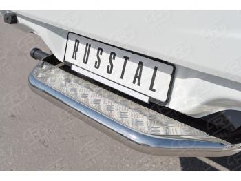22 849 р. Защита заднего бампера (труба d63 с листом) SLITKOFF  Mitsubishi L200  5 KK,KL (2015-2019) дорестайлинг (Лист алюминий/профиль нержавейка)  с доставкой в г. Майкоп. Увеличить фотографию 2