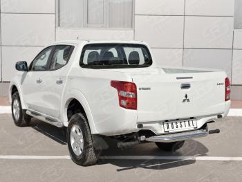 22 849 р. Защита заднего бампера (труба d63 с листом) SLITKOFF  Mitsubishi L200  5 KK,KL (2015-2019) дорестайлинг (Лист алюминий/профиль нержавейка)  с доставкой в г. Майкоп. Увеличить фотографию 3
