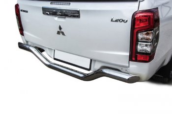 17 399 р. Защита заднего бампера Slitkoff (Ø 76 мм, без бампера)  Mitsubishi L200  5 KK,KL (2018-2022) рестайлинг (Нержавеющая сталь)  с доставкой в г. Майкоп. Увеличить фотографию 2