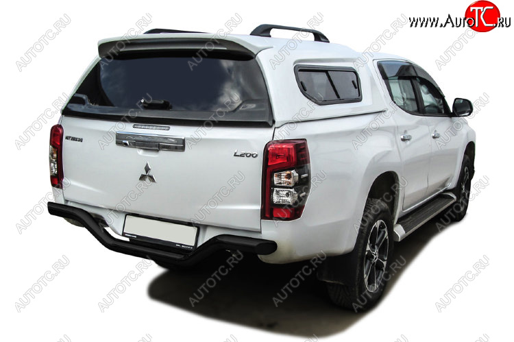11 999 р. Защита заднего бампера Slitkoff (Ø 76 мм, без бампера) Mitsubishi L200 5 KK,KL рестайлинг (2018-2022) (Сталь с полимерным покрытием. Цвет: черный)  с доставкой в г. Майкоп