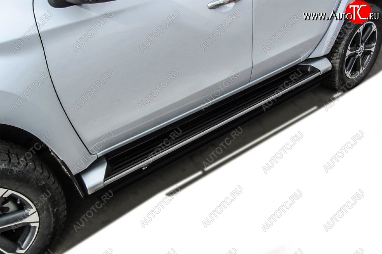 9 899 р. Защита порогов Slitkoff (Ø 42 мм)  Mitsubishi L200  5 KK,KL (2015-2019) дорестайлинг (Сталь с полимерным покрытием. Цвет: черный)  с доставкой в г. Майкоп
