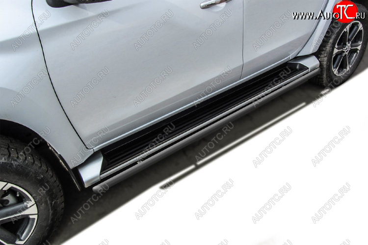 9 899 р. Защита порогов Slitkoff (Ø 42 мм)  Mitsubishi L200  5 KK,KL (2015-2019) дорестайлинг (Сталь с полимерным покрытием. Цвет: серебристый)  с доставкой в г. Майкоп