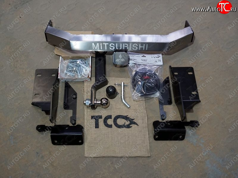 23 849 р. Фаркоп (тягово-сцепное устройство) без заднего бампера TCC  Mitsubishi L200  5 KK,KL (2015-2022) дорестайлинг, рестайлинг (оцинкованный, шар Е, усиленный, надпись Mitsubishi)  с доставкой в г. Майкоп