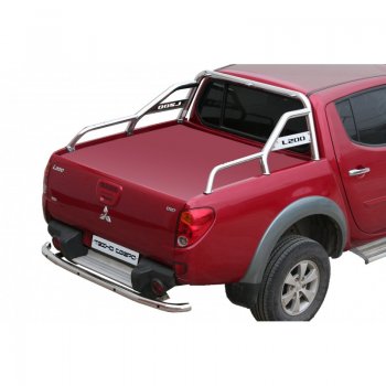 Защитная дуга багажника ТехноСфера (Техно Сфера) (нержавейка, d63.5 mm) Mitsubishi L200 ( 4,  5 KK,KL) (2006-2022)  дорестайлинг, дорестайлинг, рестайлинг (Без боковой поддержки)