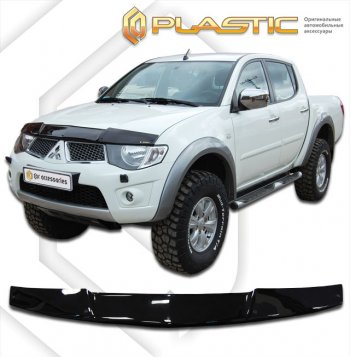 1 999 р. Дефлектор капота CA-Plastic Mitsubishi L200 4  дорестайлинг (2006-2014) (серия Classic черный)  с доставкой в г. Майкоп. Увеличить фотографию 2