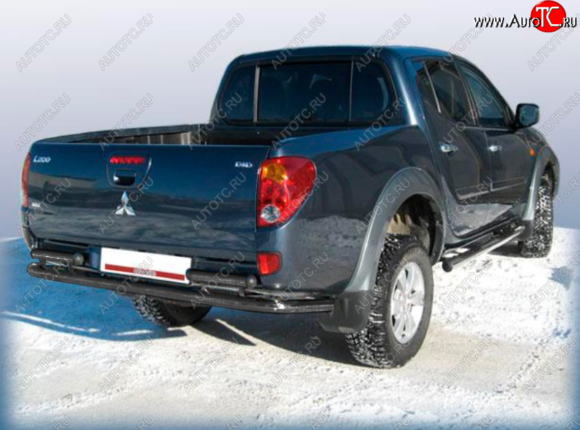 10 299 р. Защита заднего бампера Slitkoff (Ø 57 мм) Mitsubishi L200 4  дорестайлинг (2006-2014) (Сталь с полимерным покрытием. Цвет: черный)  с доставкой в г. Майкоп