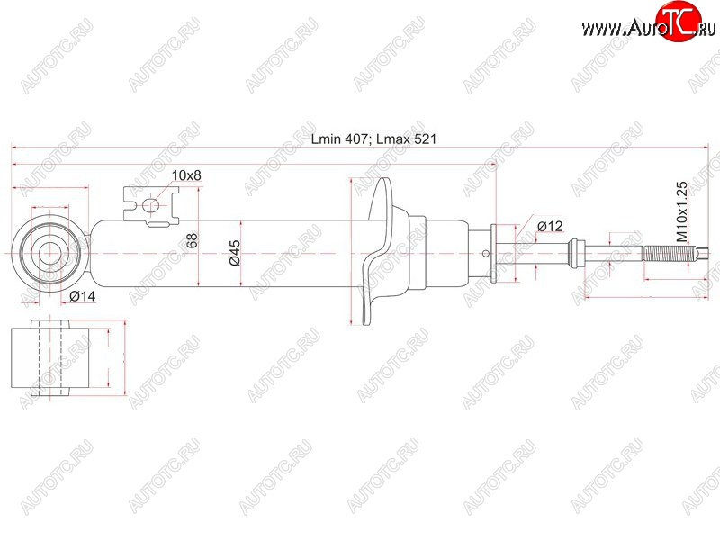 2 269 р. Амортизатор передний LH=RH SAT Mitsubishi Pajero Sport PB дорестайлинг (2008-2013)  с доставкой в г. Майкоп