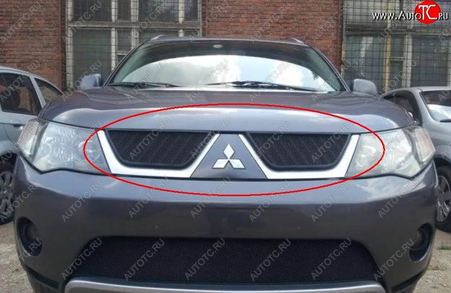 3 149 р. Защитная решётка в воздуховод автомобиля Russtal (черная) Mitsubishi L200 4  дорестайлинг (2006-2014)  с доставкой в г. Майкоп