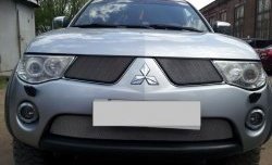 1 539 р. Нижняя сетка на бампер Russtal (хром) Mitsubishi L200 4  дорестайлинг (2006-2014)  с доставкой в г. Майкоп. Увеличить фотографию 2