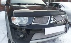 1 539 р. Нижняя сетка на бампер Russtal (хром) Mitsubishi L200 4  дорестайлинг (2006-2014)  с доставкой в г. Майкоп. Увеличить фотографию 3