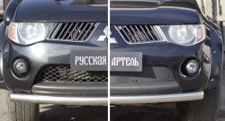 1 549 р. Зимняя заглушка решетки переднего бампера РА Mitsubishi L200 4  дорестайлинг (2006-2014)  с доставкой в г. Майкоп. Увеличить фотографию 2