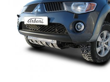 6 389 р. Защита переднего бампера TRITON Arbori (декоративно-силовая с защитой картера). Mitsubishi L200 5 KK,KL рестайлинг (2018-2022)  с доставкой в г. Майкоп. Увеличить фотографию 2