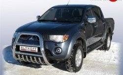 Защита переднего бампера Slitkoff (Ø76 мм, кенгурятник с защитой картера) Mitsubishi L200  4 (2006-2014)  дорестайлинг