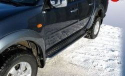 Широкая защита порогов с трубой диаметром 57 мм Slitkoff Mitsubishi L200 ( 4,  5 KK,KL) (2006-2022)  дорестайлинг, рестайлинг