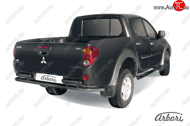 7 703 р. Защита заднего бампера TRITON Arbori (черная, 2 трубы d57 mm). Mitsubishi L200 5 KK,KL рестайлинг (2018-2022)  с доставкой в г. Майкоп