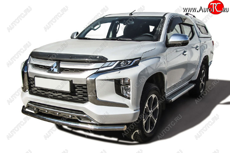 14 849 р. Защита переднего бампера Slitkoff (Ø 57 мм).  Mitsubishi L200  5 KK,KL (2018-2022) рестайлинг (Нержавеющая сталь)  с доставкой в г. Майкоп