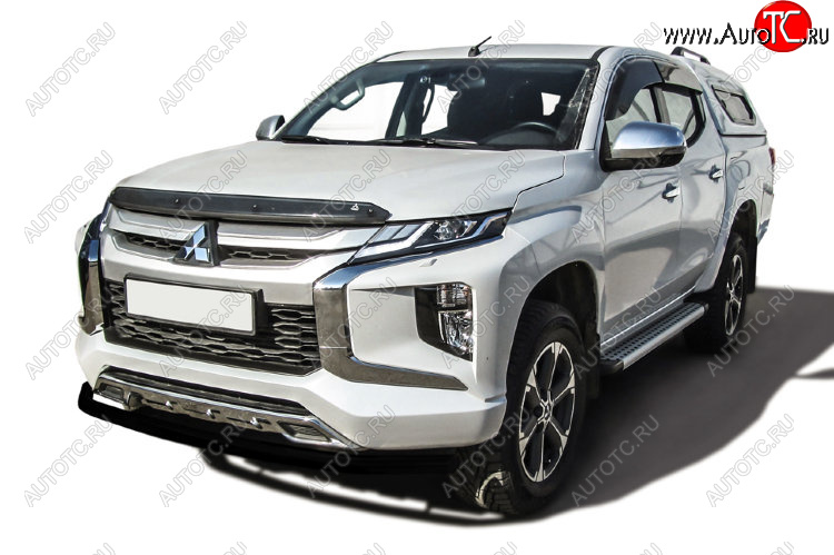 10 399 р. Защита переднего бампера Slitkoff (Ø 57 мм). Mitsubishi L200 5 KK,KL рестайлинг (2018-2022) (Сталь с полимерным покрытием. Цвет: черный)  с доставкой в г. Майкоп
