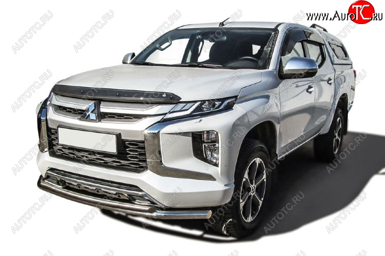 17 899 р. Защита переднего бампера Slitkoff (Ø 57+Ø 42, двойная).  Mitsubishi L200  5 KK,KL (2018-2022) рестайлинг (Нержавеющая сталь)  с доставкой в г. Майкоп