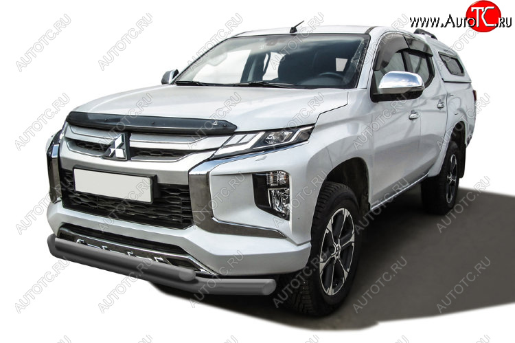 14 949 р. Защита переднего бампера Slitkoff (Ø 76+Ø 57, двойная)  Mitsubishi L200  5 KK,KL (2018-2022) рестайлинг (Сталь с полимерным покрытием. Цвет: серебристый)  с доставкой в г. Майкоп