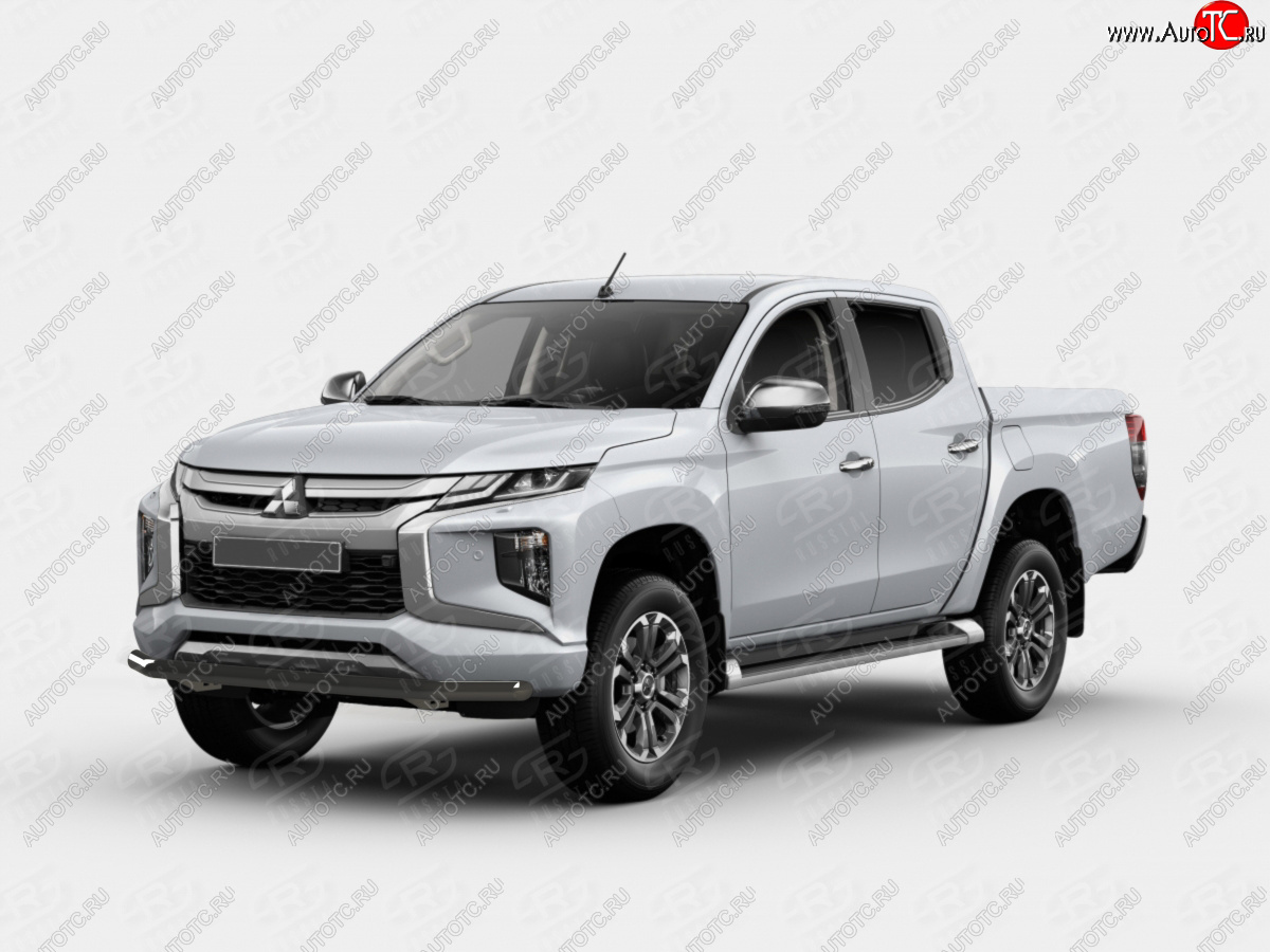 12 949 р. Защита переднего бампера SLITKOFF (Ø63 мм) Mitsubishi L200 5 KK,KL рестайлинг (2018-2022) (порошковая окраска в цвет черный муар)  с доставкой в г. Майкоп