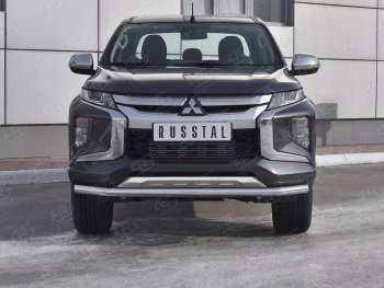 Защита переднего бампера (Ø 63 мм, нержавейка) SLITKOFF Mitsubishi L200  5 KK,KL (2018-2022) рестайлинг