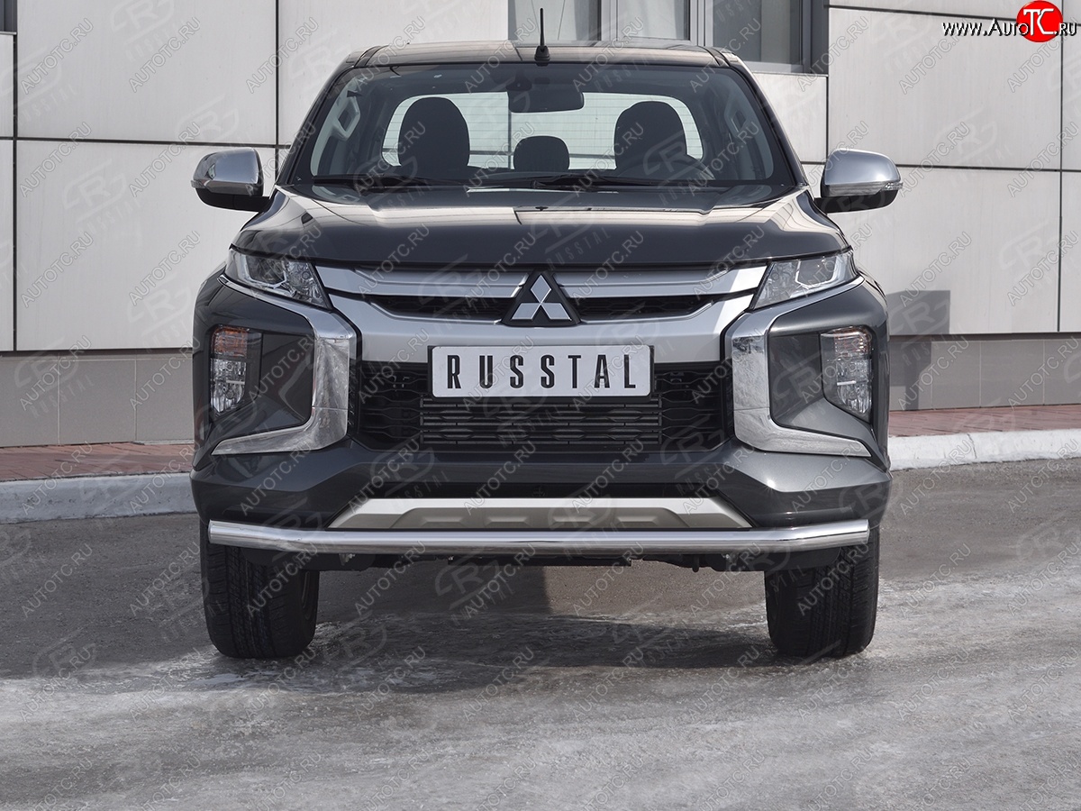 18 599 р. Защита переднего бампера (Ø 63 мм, нержавейка) SLITKOFF Mitsubishi L200 5 KK,KL рестайлинг (2018-2022)  с доставкой в г. Майкоп