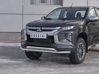 18 599 р. Защита переднего бампера (Ø 63 мм, нержавейка) SLITKOFF Mitsubishi L200 5 KK,KL рестайлинг (2018-2022)  с доставкой в г. Майкоп. Увеличить фотографию 2