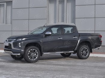 18 599 р. Защита переднего бампера (Ø 63 мм, нержавейка) SLITKOFF Mitsubishi L200 5 KK,KL рестайлинг (2018-2022)  с доставкой в г. Майкоп. Увеличить фотографию 3