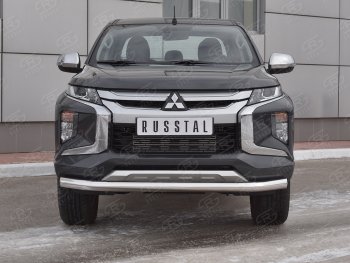 Защита переднего бампера (Ø 76 мм, нержавейка) SLITKOFF Mitsubishi L200  5 KK,KL (2018-2022) рестайлинг
