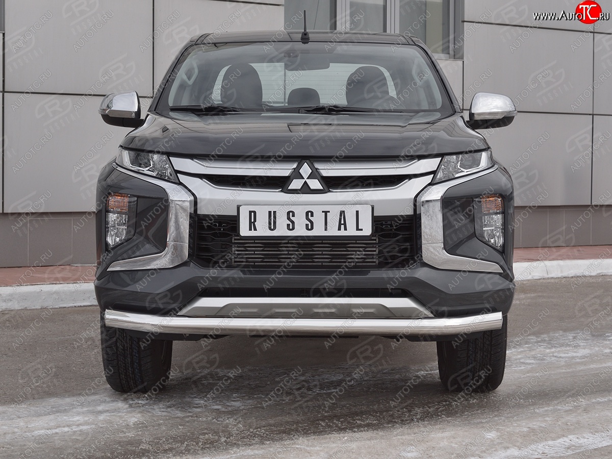 19 999 р. Защита переднего бампера (Ø 76 мм, нержавейка) SLITKOFF  Mitsubishi L200  5 KK,KL (2018-2022) рестайлинг  с доставкой в г. Майкоп