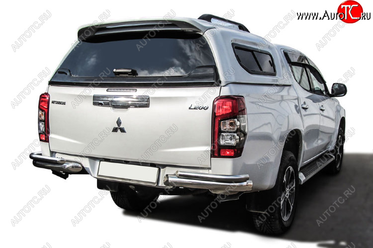 16 999 р. Защита заднего бампера Slitkoff (Ø 76+Ø 42, без бампера)  Mitsubishi L200  5 KK,KL (2018-2022) рестайлинг (Нержавеющая сталь)  с доставкой в г. Майкоп