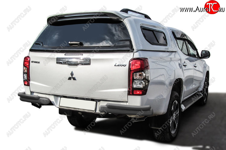 11 999 р. Защита заднего бампера Slitkoff (Ø 76+Ø 42, без бампера)  Mitsubishi L200  5 KK,KL (2018-2022) рестайлинг (Сталь с полимерным покрытием. Цвет: серебристый)  с доставкой в г. Майкоп