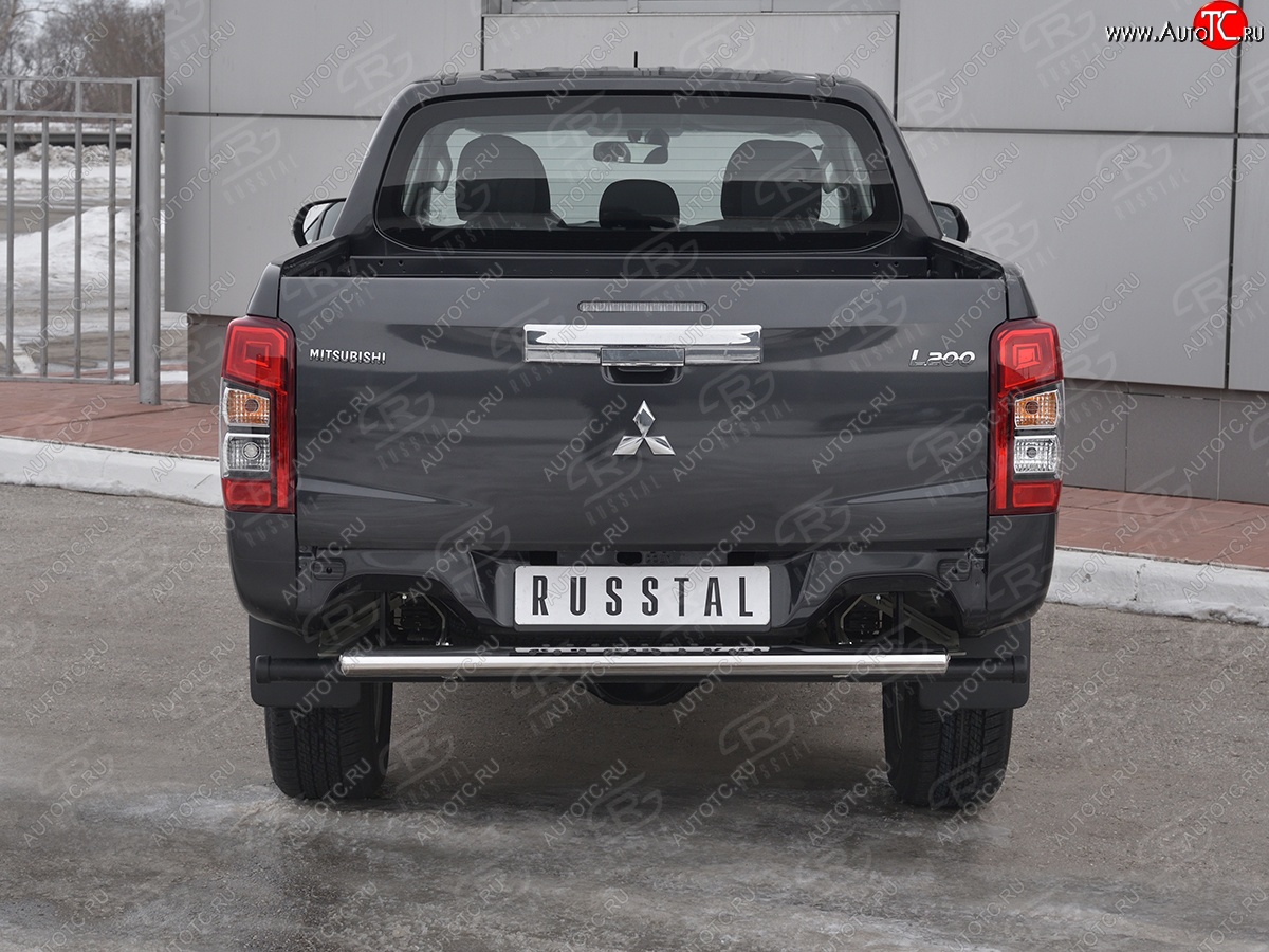 27 699 р. Защита заднего бампера (Ø120x60 мм с проступью, нержавейка) SLITKOFF  Mitsubishi L200  5 KK,KL (2018-2022) рестайлинг  с доставкой в г. Майкоп