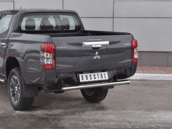 27 699 р. Защита заднего бампера (Ø120x60 мм с проступью, нержавейка) SLITKOFF  Mitsubishi L200  5 KK,KL (2018-2022) рестайлинг  с доставкой в г. Майкоп. Увеличить фотографию 2