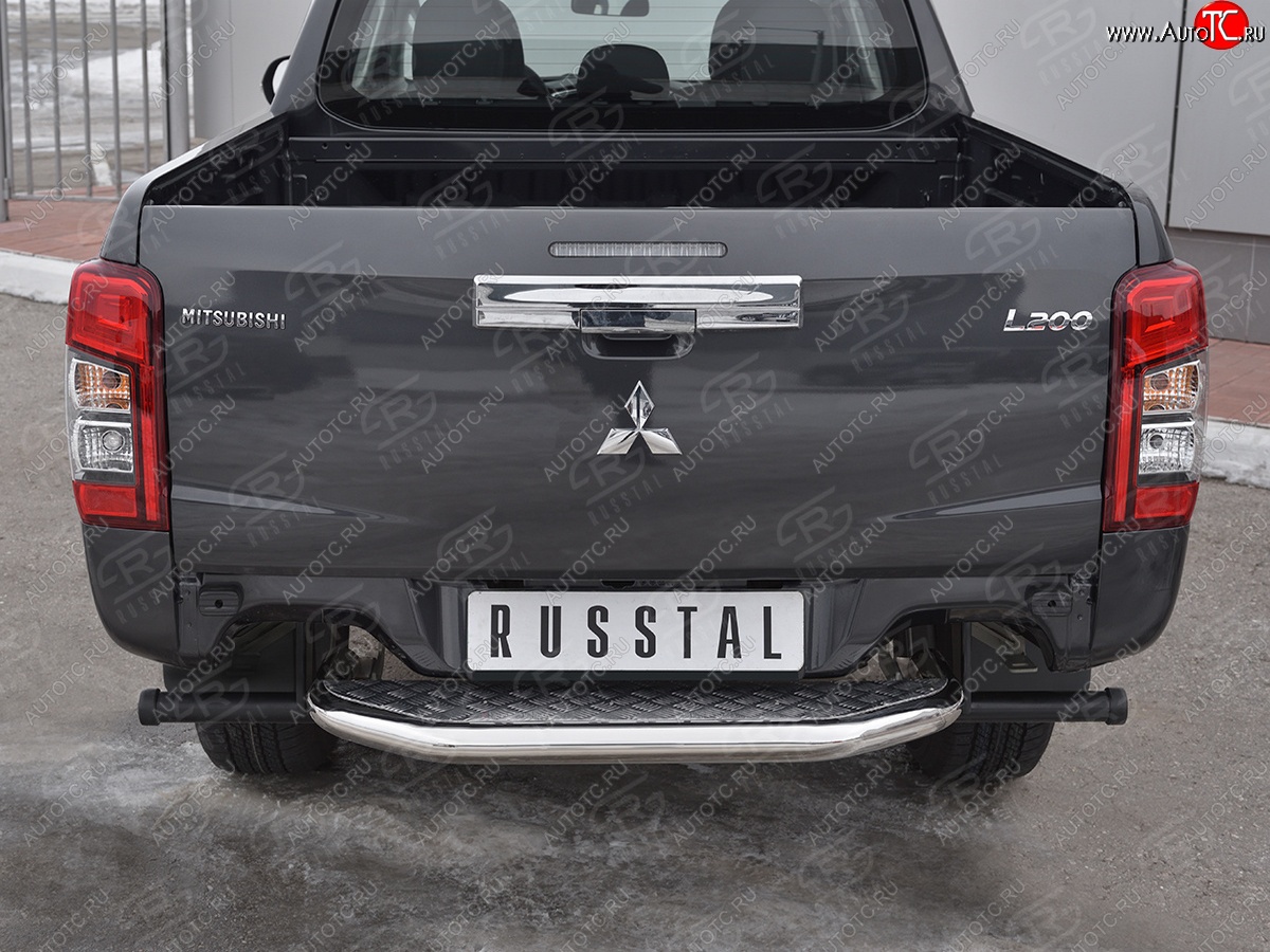 27 799 р. Защита заднего бампера (Ø63 мм, нержавейка) SLITKOFF  Mitsubishi L200  5 KK,KL (2018-2022) рестайлинг  с доставкой в г. Майкоп