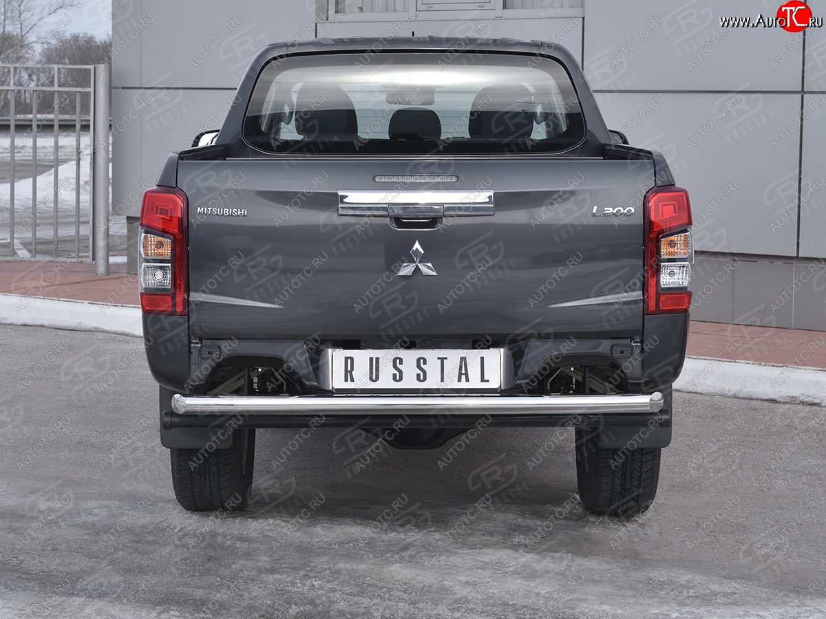 19 999 р. Защита заднего бампера (Ø63 мм, нержавейка) RUSSTAL  Mitsubishi L200  5 KK,KL (2018-2022) рестайлинг  с доставкой в г. Майкоп