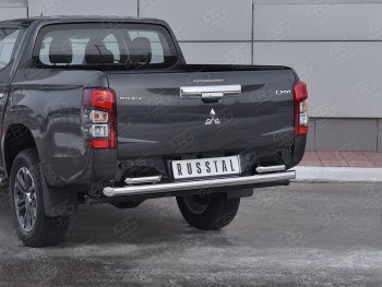 24 549 р. Защита заднего бампера (2 трубы Ø63 и 42 мм , нержавейка) RUSSTAL  Mitsubishi L200  5 KK,KL (2018-2022) рестайлинг  с доставкой в г. Майкоп. Увеличить фотографию 2