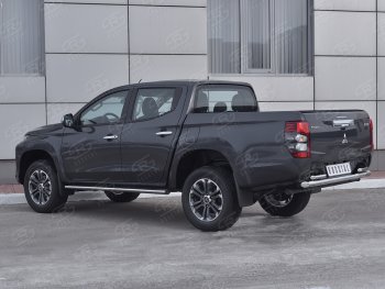 24 549 р. Защита заднего бампера (2 трубы Ø63 и 42 мм , нержавейка) RUSSTAL  Mitsubishi L200  5 KK,KL (2018-2022) рестайлинг  с доставкой в г. Майкоп. Увеличить фотографию 3